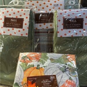 Fall Pumpkin Napkins and Olive Green Cloth Napkins Set-Hobby Lobby
